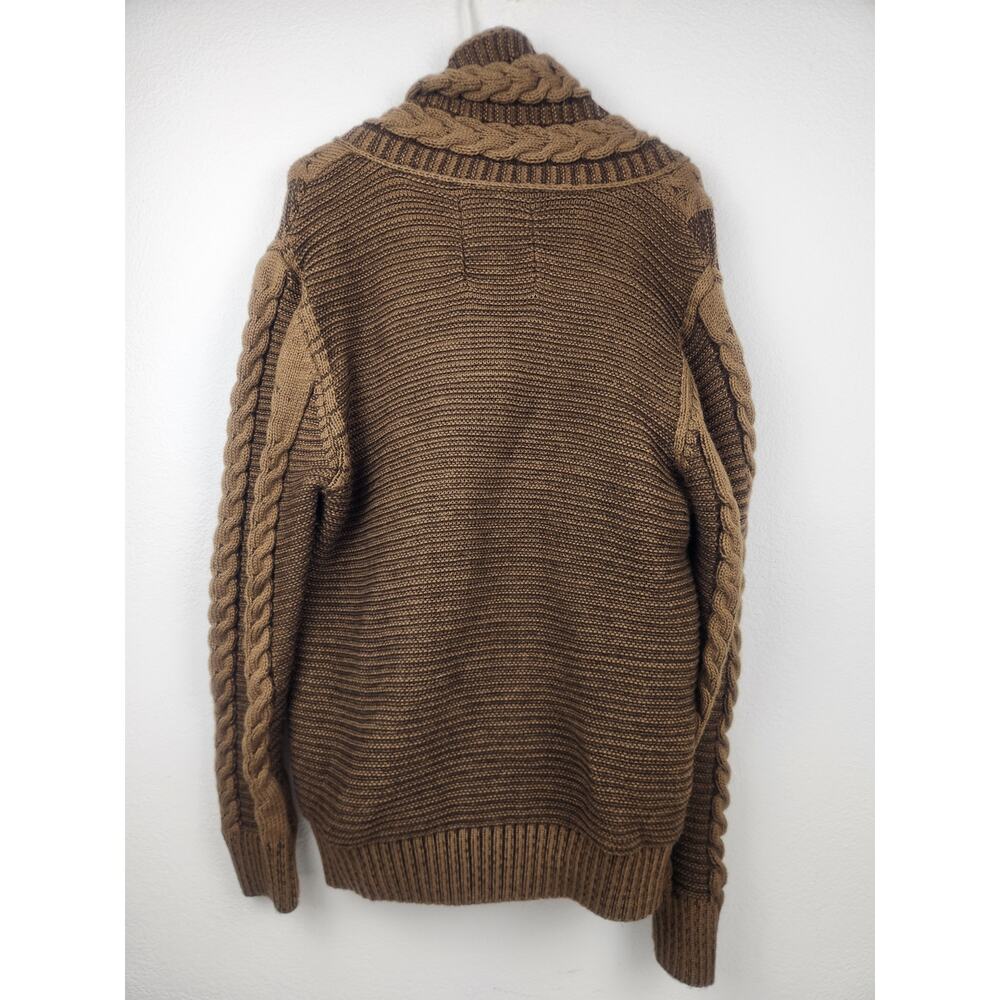 Leif Nelson Sweater Men XXL Brown Cable Knit Toggles Cardigan Pockets - Picture 5 of 10